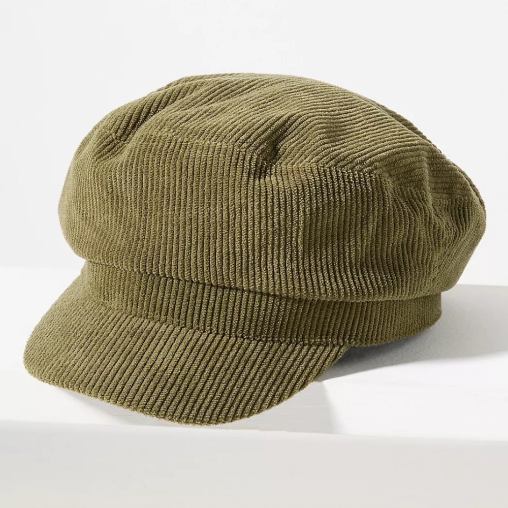 Anthropologie Wyeth Farrah Corduroy Newsboy Cap Olive Green NWT - Picture 1 of 13